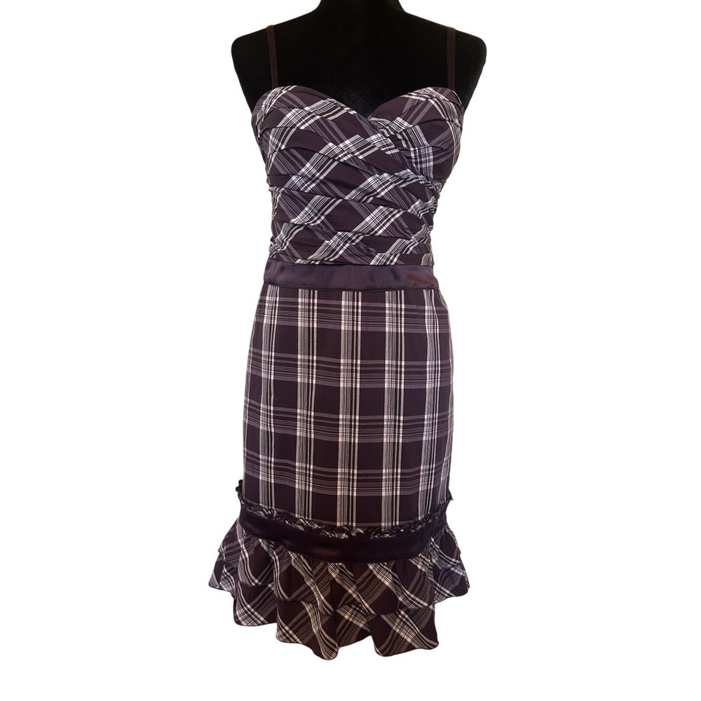Bebe Purple Plaid Dress Size 8 - Picture 1 of 11